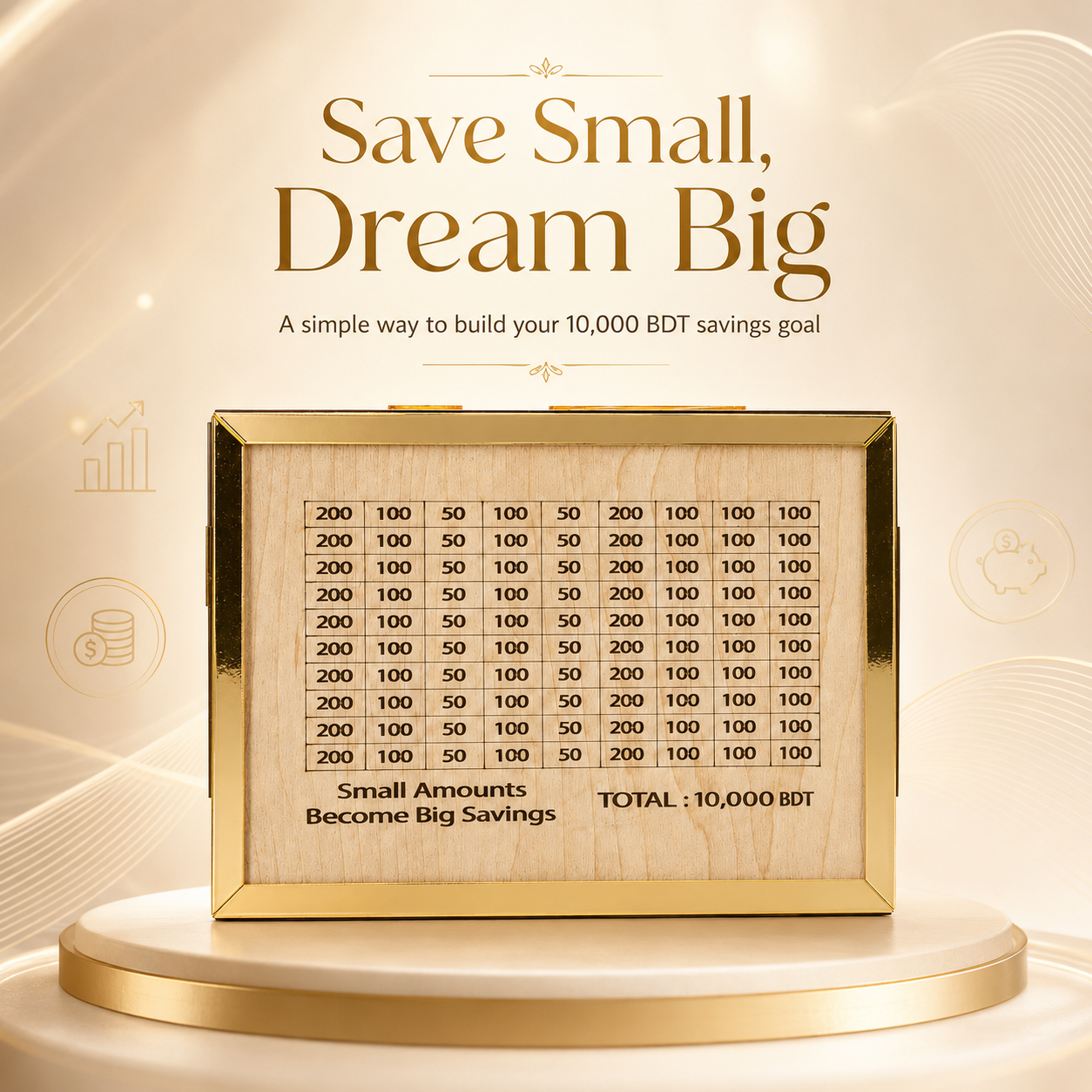 Wooden Money Saving Box (Piggy Bank)